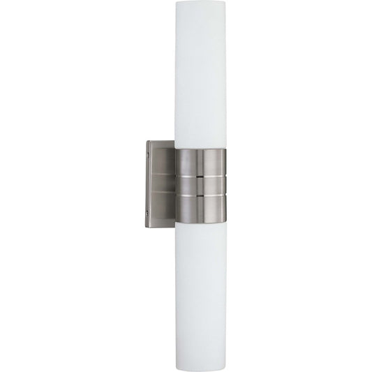 Nuvo Link 21in 2-Light Vertical Wall Sconce | Modern Brushed Nickel or Textured Black and White Glass | Bathroom Vanity & Hallway | 4.5 x | Model 60-2936
