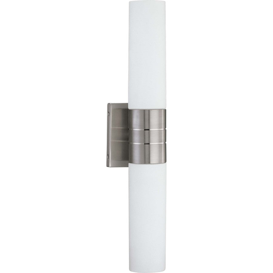 Nuvo Link 21in 2-Light Vertical Wall Sconce | Modern Brushed Nickel or Textured Black and White Glass | Bathroom Vanity & Hallway | 4.5 x | Model 60-2936