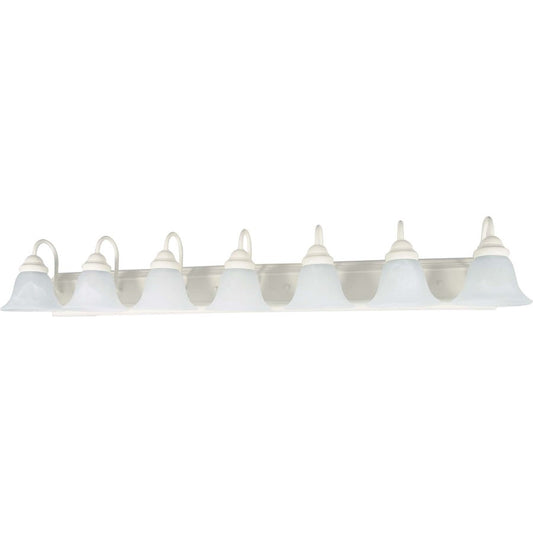 Nuvo Ballerina 48in 7-Light Vanity Light | Textured White and Alabaster Glass | Bathroom Vanity | 48 x 7.625 x 8.5 in | Model 60-294