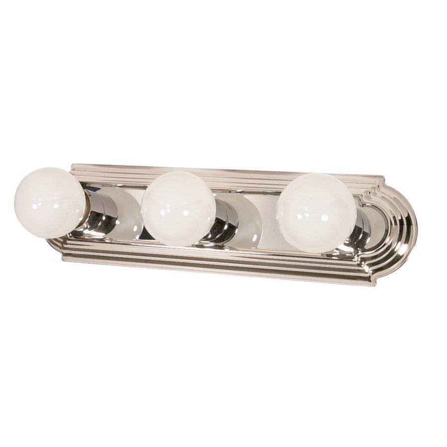 Nuvo Lighting Racetrack 18in 3-Light Vanity Light | Modern Polished Chrome and Alabaster Glass | Bathroom Vanity | 18 x 4.75 x 2 in | Model 60-296