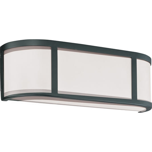 Nuvo Odeon 15.5in 2-Light Wall Sconce | Transitional Aged Bronze and Satin White Glass | Hallway & Bathroom Accent | 15.5 x 4.25 x 5 in | Model 60-2972