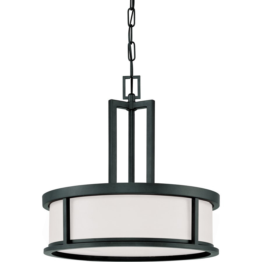Nuvo Lighting Odeon 17in 4-Light Pendant | Transitional Aged Bronze and Satin White Glass | Kitchen Island & Dining Room | 17 x 17 x 65 in | Model 60-2978