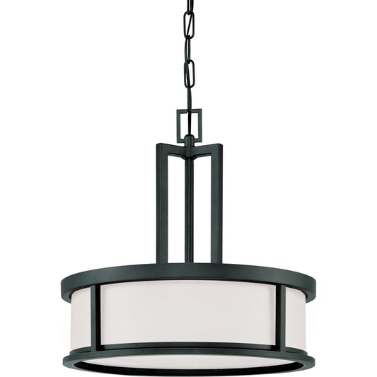Nuvo Lighting Odeon 17in 4-Light Pendant | Transitional Aged Bronze and Satin White Glass | Kitchen Island & Dining Room | 17 x 17 x 65 in | Model 60-2978
