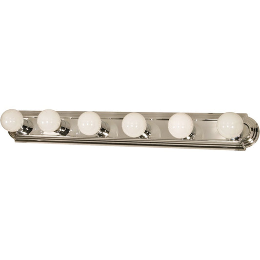 Nuvo Lighting 60-298 36in 6-Light Vanity Light | Racetrack Polished Chrome and Alabaster Glass | Bathroom Vanity | 36 x 4.75 x 2 in | Model 60-298