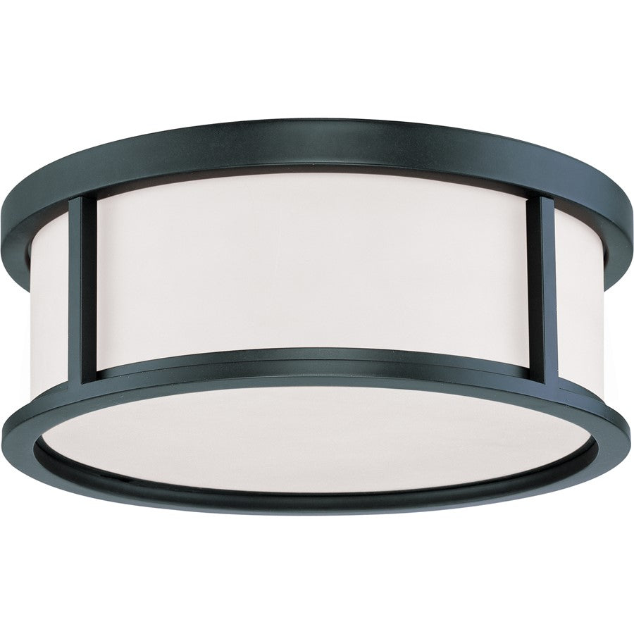Nuvo Odeon 15in 3-Light Flush Mount | Transitional Aged Bronze and Satin White Glass | Hallway & Bathroom Ceiling Light | 15 x 15 x 5.625 | Model 60-2982