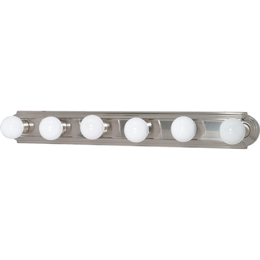 Nuvo Lighting 60-302 6-Light 36in Vanity Light | Brushed Nickel and Alabaster Glass | Bathroom Vanity | 36 x 4.75 x 2 in | Model 60-302