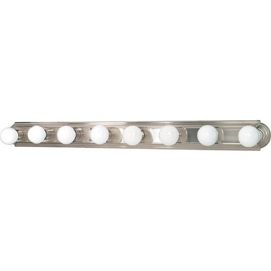 Nuvo Lighting 48in 8-Light Bathroom Vanity Light | Brushed Nickel and Alabaster Glass | Damp-Rated Bathroom & Hallway Vanity | 48 x 4.75 x | Model 60-303