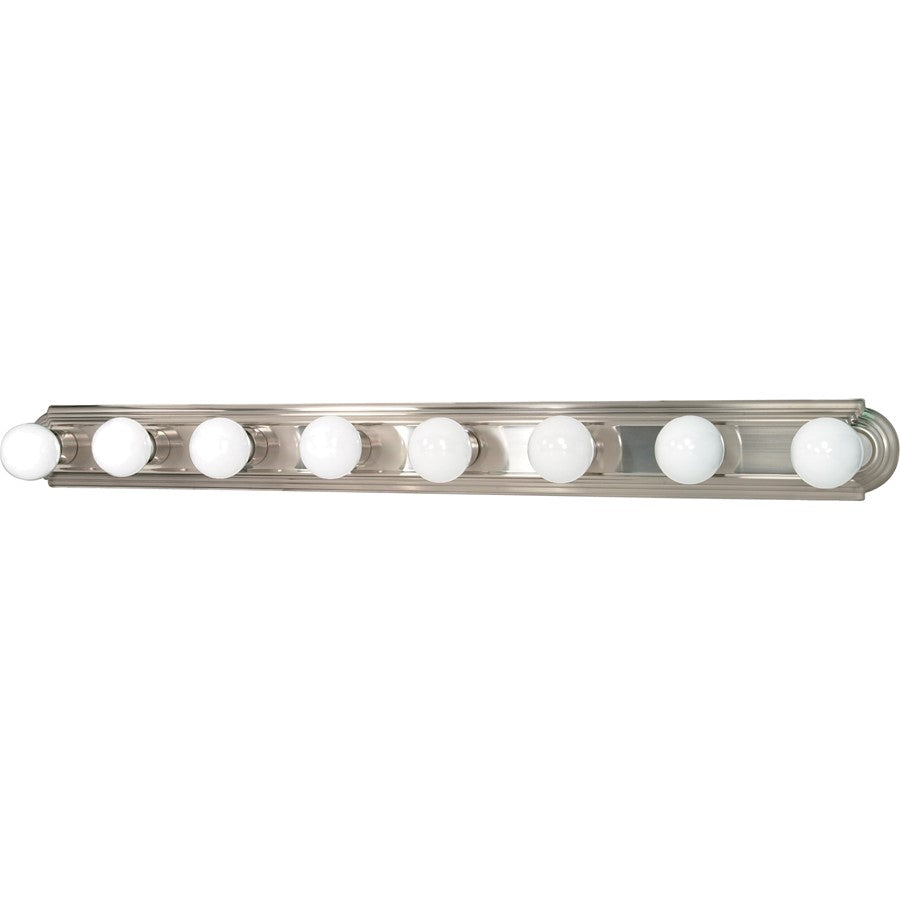 Nuvo Lighting 48in 8-Light Bathroom Vanity Light | Brushed Nickel and Alabaster Glass | Damp-Rated Bathroom & Hallway Vanity | 48 x 4.75 x | Model 60-303