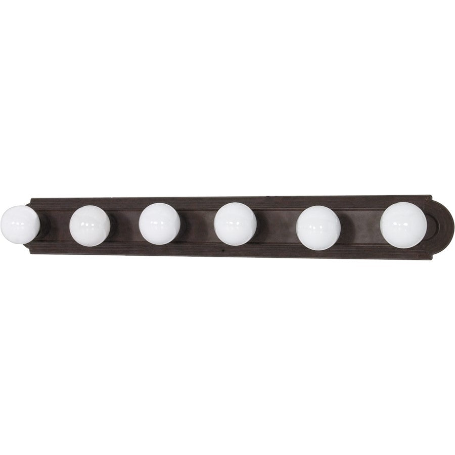 Nuvo Lighting 60-306 36in 6-Light Vanity Light | Traditional Old Bronze and Alabaster Glass | Bathroom Vanity | 36 x 4.75 x 2 in | Model 60-306