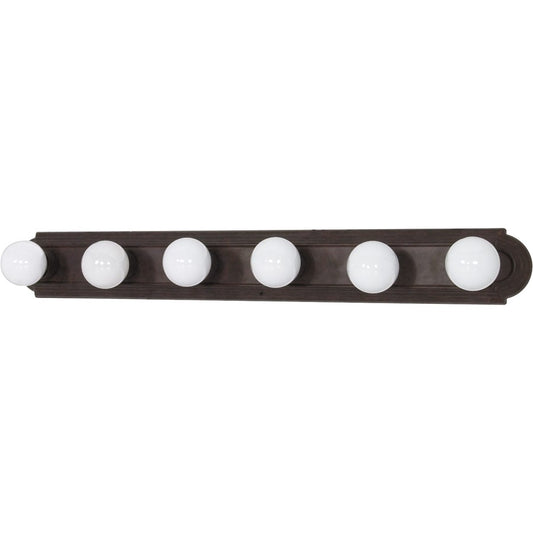 Nuvo Lighting 60-306 36in 6-Light Vanity Light | Traditional Old Bronze and Alabaster Glass | Bathroom Vanity | 36 x 4.75 x 2 in | Model 60-306