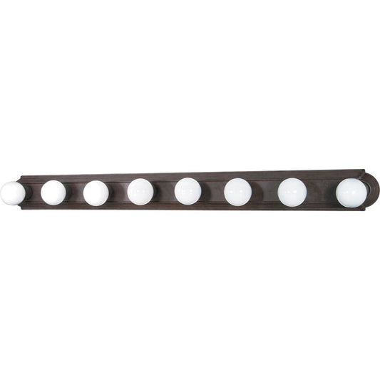 Nuvo Lighting 60-307 48in 8-Light Bathroom Vanity Light | Traditional Old Bronze and Alabaster Glass | Bathroom Vanity | 48 x 4.75 x 2 in | Model 60-307