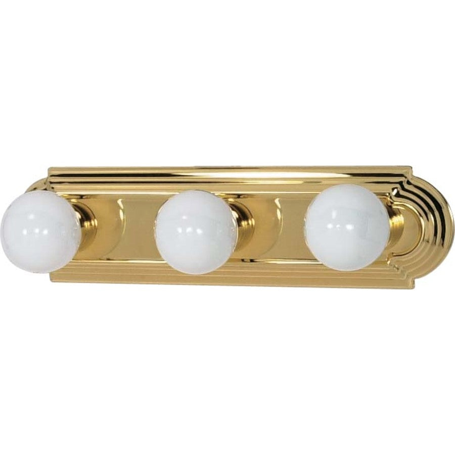 Nuvo Lighting 60-308 18in 3-Light Vanity Light | Racetrack Polished Brass and Alabaster Glass | Bathroom Vanity | 18 x 4.75 x 2 in | Model 60-308