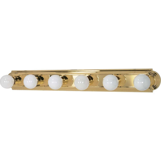 Nuvo Lighting 60-310 36in 6-Light Vanity Light | Traditional Polished Brass and Alabaster Glass | Bathroom Vanity | 36 x 4.75 x 2 in | Model 60-310