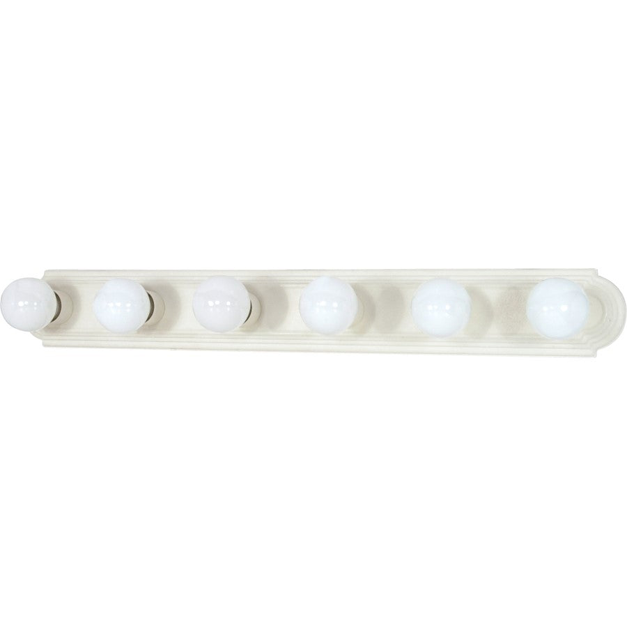 Nuvo Lighting 60-314 36in 6-Light Vanity Light | Traditional Textured White and Alabaster Glass | Bathroom Vanity & Powder Room | 36 x 4.75 | Model 60-314