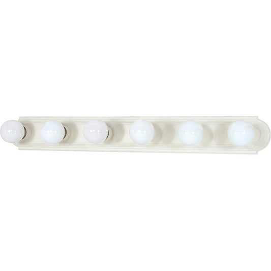 Nuvo Lighting 60-314 36in 6-Light Vanity Light | Traditional Textured White and Alabaster Glass | Bathroom Vanity & Powder Room | 36 x 4.75 | Model 60-314