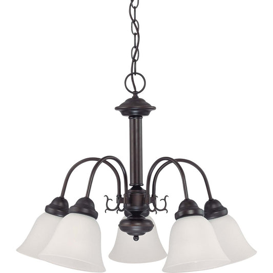 Nuvo Ballerina 24in 5-Light Chandelier | Traditional Mahogany Bronze and Frosted White Glass | Dining Room & Living Room | 20 x 8 x 20 in | Model 60-3141