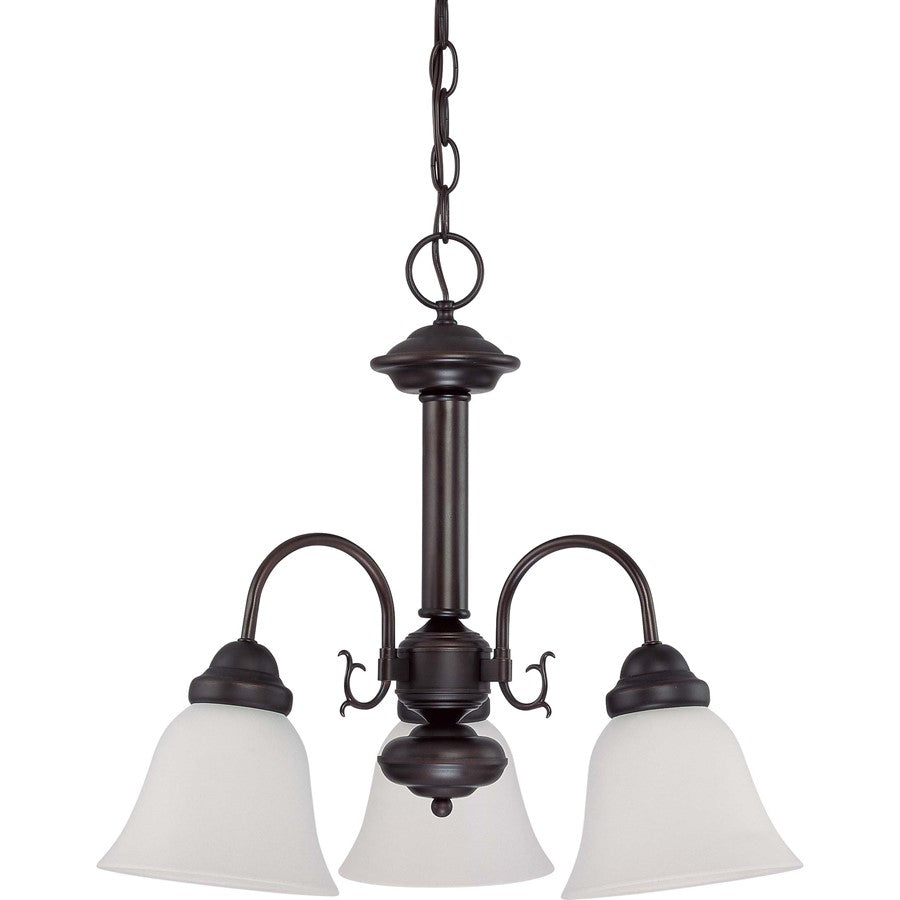 Nuvo Ballerina 20in 3-Light Chandelier | Traditional Mahogany Bronze and Frosted White Glass | Dining Room & Living Room | 20 x 20 x 17 in | Model 60-3142