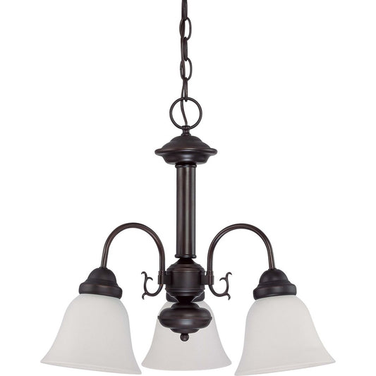 Nuvo Ballerina 20in 3-Light Chandelier | Traditional Mahogany Bronze and Frosted White Glass | Dining Room & Living Room | 20 x 20 x 17 in | Model 60-3142