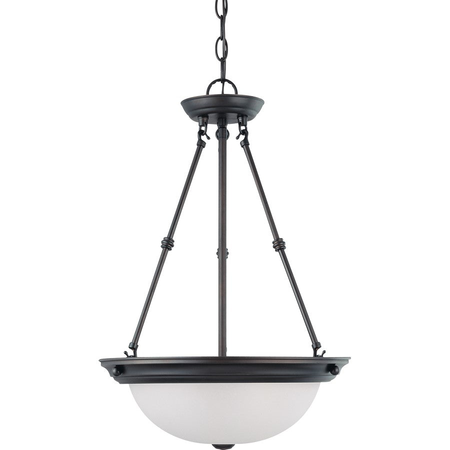 Nuvo Lighting 3-Light 15in Pendant | Mahogany Bronze and Frosted White Glass | Kitchen Island & Dining Room | 15 x 15 x 23 in, Adjustable | Model 60-3152
