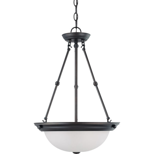 Nuvo Lighting 3-Light 15in Pendant | Mahogany Bronze and Frosted White Glass | Kitchen Island & Dining Room | 15 x 15 x 23 in, Adjustable | Model 60-3152