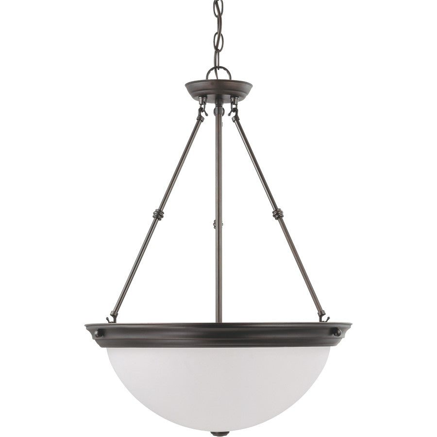 Nuvo Lighting 3-Light 20in Pendant | Mahogany Bronze and Frosted White Glass | Kitchen Island & Dining Room | 20 x 20 x 27.75 in | Model 60-3153