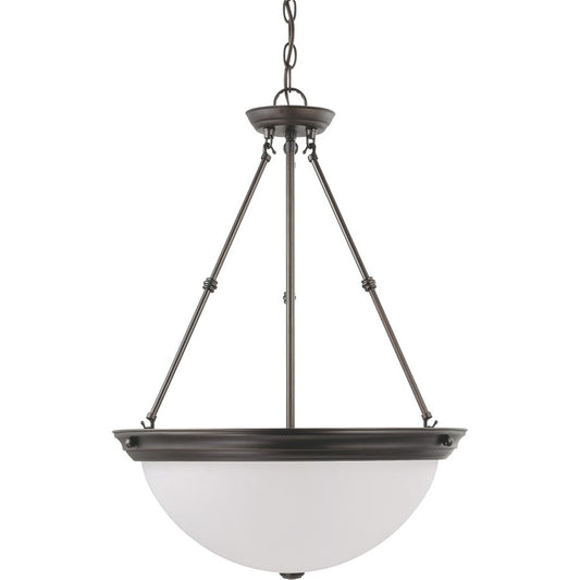 Nuvo Lighting 3-Light 20in Pendant | Mahogany Bronze and Frosted White Glass | Kitchen Island & Dining Room | 20 x 20 x 27.75 in | Model 60-3153