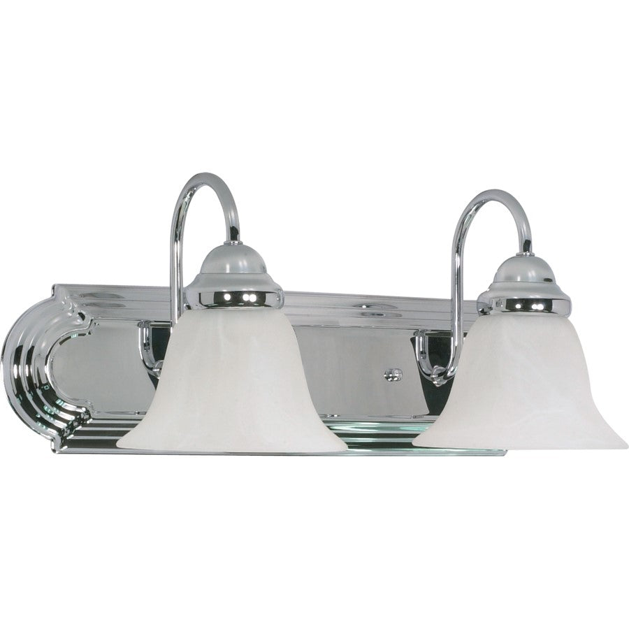 Nuvo Ballerina 18in 2-Light Vanity Light | Polished Chrome and Alabaster Glass | Bathroom Vanity | 18 x 8.5 x 7.625 in | Model 60-316