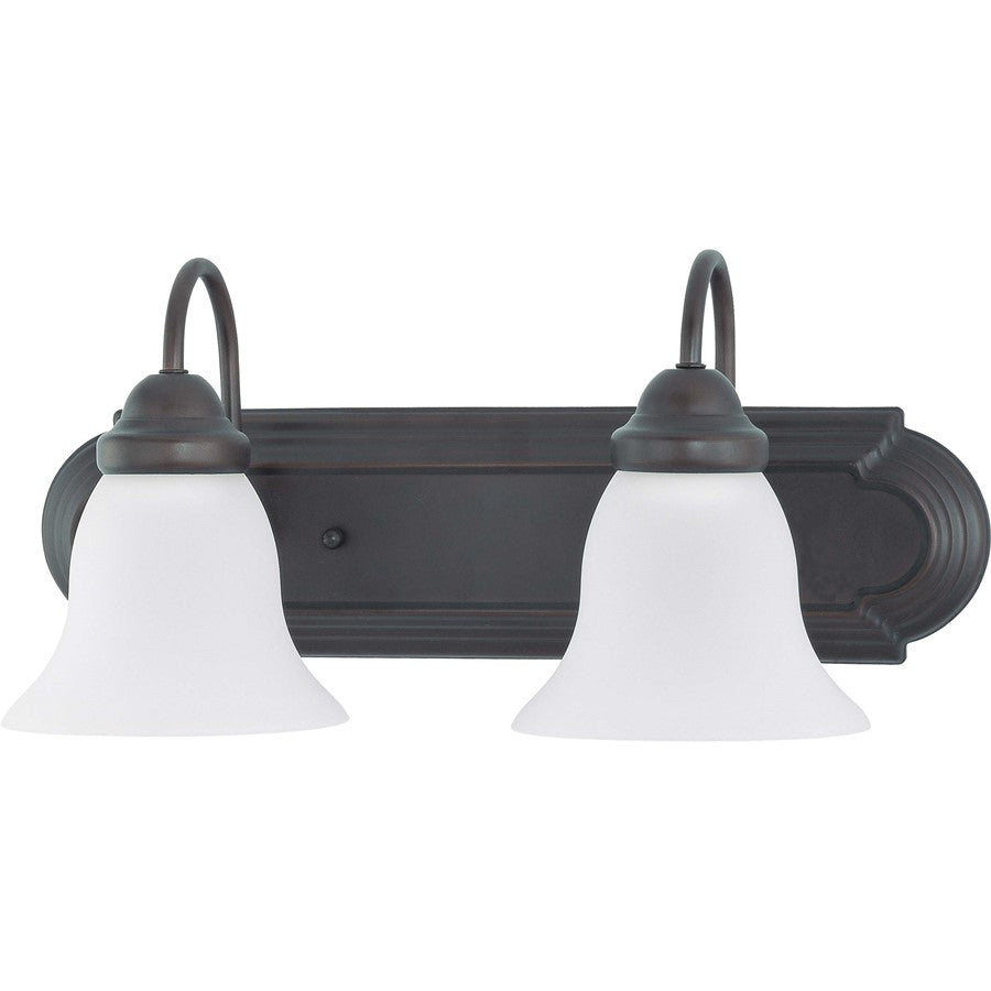 Nuvo Ballerina 18in 2-Light Vanity Light | Transitional Mahogany Bronze and Frosted White Glass | Bathroom Vanity | 18 x 8.5 x 7.625 in | Model 60-3161