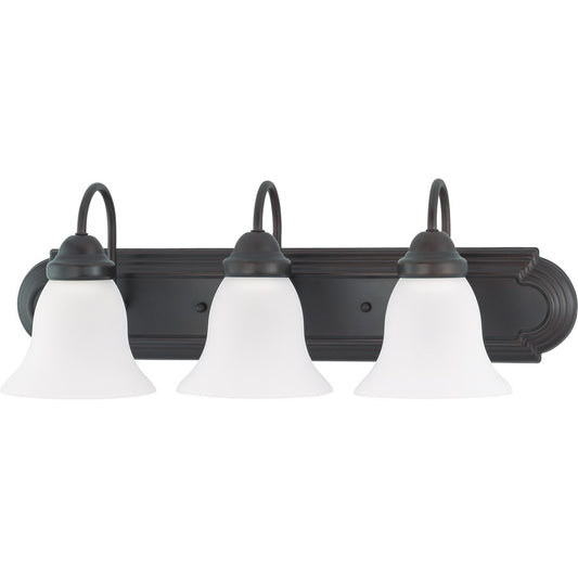 Nuvo Ballerina 24in 3-Light Vanity Light | Transitional Mahogany Bronze and Frosted White Glass | Bathroom Vanity | 24 x 8.5 x 7.625 in | Model 60-3162