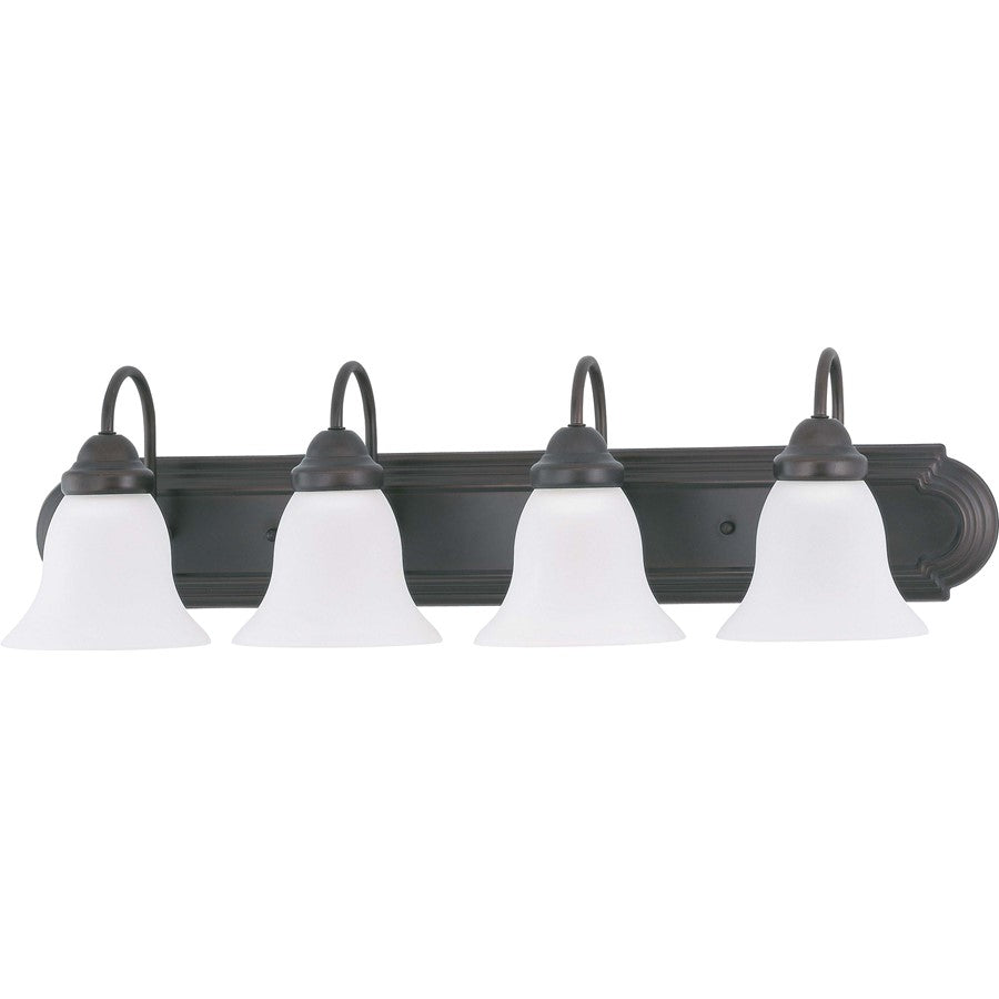 Nuvo Ballerina 30in 4-Light Vanity Light | Traditional Mahogany Bronze and Frosted White Glass | Bathroom Vanity | 30 x 8.5 x 7.625 in | Model 60-3163