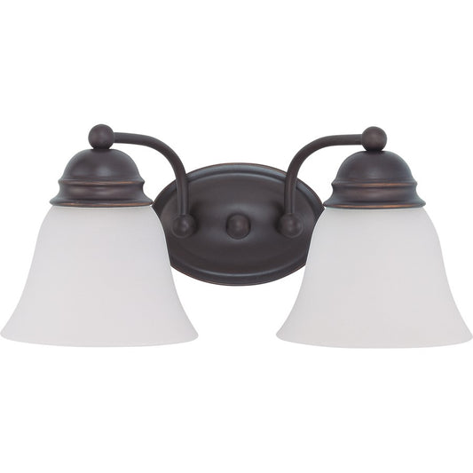 Nuvo Lighting Empire 15in 2-Light Vanity Light | Transitional Mahogany Bronze and Frosted White Glass | Bathroom Vanity & Powder Room | Model 60-3166