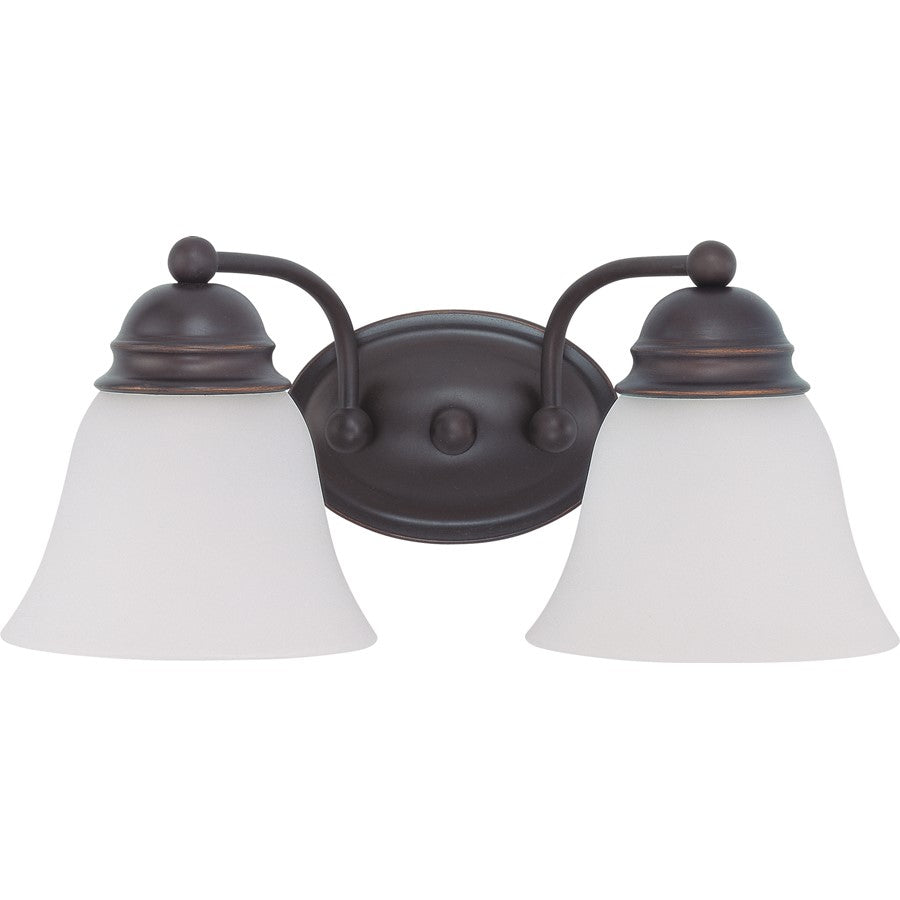 Nuvo Lighting Empire 15in 2-Light Vanity Light | Transitional Mahogany Bronze and Frosted White Glass | Bathroom Vanity & Powder Room | Model 60-3166