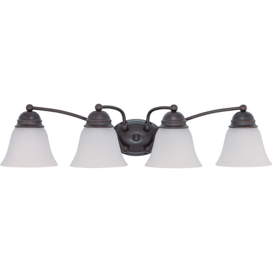 Nuvo Lighting Empire 29in 4-Light Vanity Light | Traditional Mahogany Bronze and Frosted White Glass | Bathroom Vanity & Powder Room | Model 60-3168