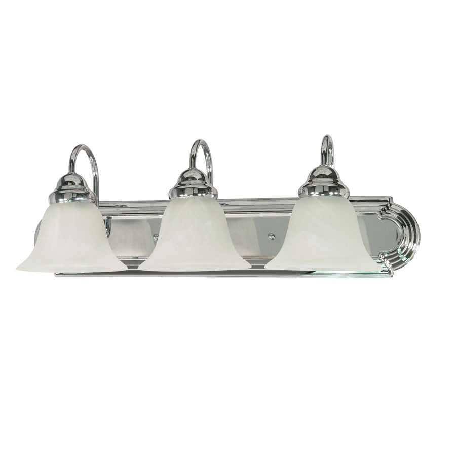 Nuvo Ballerina 24in 3-Light Vanity Light | Polished Chrome and Alabaster Glass | Bathroom Vanity | 24 x 8.5 x 7.625 in | Model 60-317