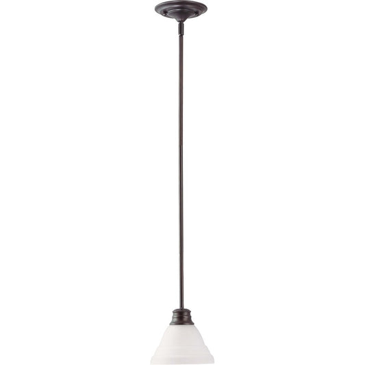 Nuvo Empire 7in 1-Light Mini Pendant | Mahogany Bronze and Frosted White Glass | Kitchen Island & Dining Room | 7 x 7 x 51 in Adjustable | Model 60-3172