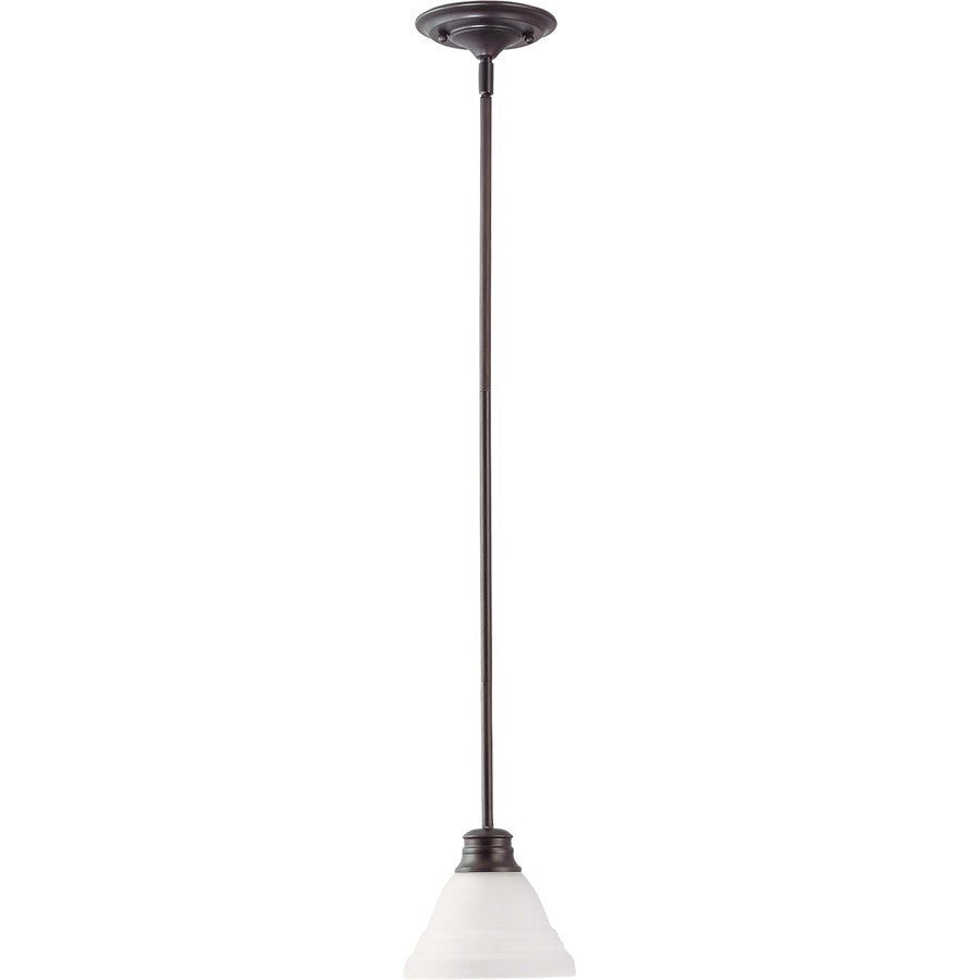Nuvo Empire 7in 1-Light Mini Pendant | Mahogany Bronze and Frosted White Glass | Kitchen Island & Dining Room | 7 x 7 x 51 in Adjustable | Model 60-3172