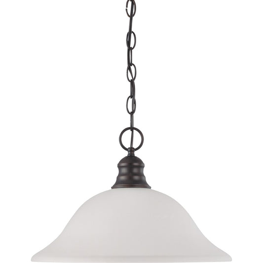Nuvo Lighting 16in 1-Light Pendant | Mahogany Bronze and Frosted White Glass | Kitchen Island & Dining Room | 16 x 16 x 11.5 in | Model 60-3173