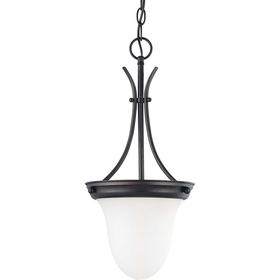 Nuvo Lighting 60-3174 10in 1-Light Pendant | Traditional Mahogany Bronze and Frosted White Glass | Kitchen Island & Dining Room | 9.75 x | Model 60-3174