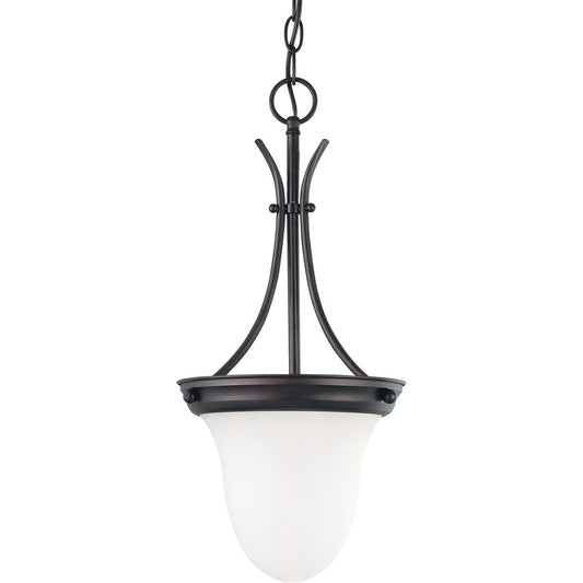 Nuvo Lighting 60-3174 10in 1-Light Pendant | Traditional Mahogany Bronze and Frosted White Glass | Kitchen Island & Dining Room | 9.75 x | Model 60-3174