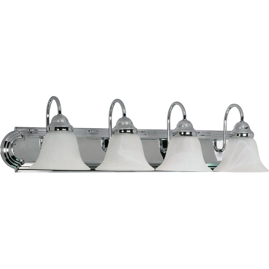 Nuvo Ballerina 30in 4-Light Vanity Light | Polished Chrome and Alabaster Glass | Bathroom Vanity | 30 x 8.5 x 7.625 in | Model 60-318