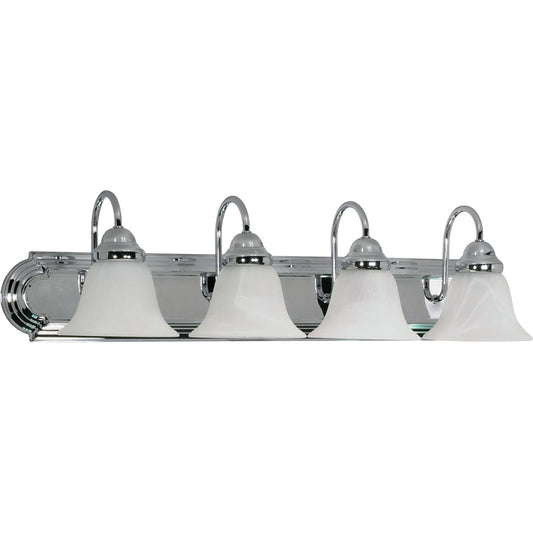Nuvo Ballerina 30in 4-Light Vanity Light | Polished Chrome and Alabaster Glass | Bathroom Vanity | 30 x 8.5 x 7.625 in | Model 60-318