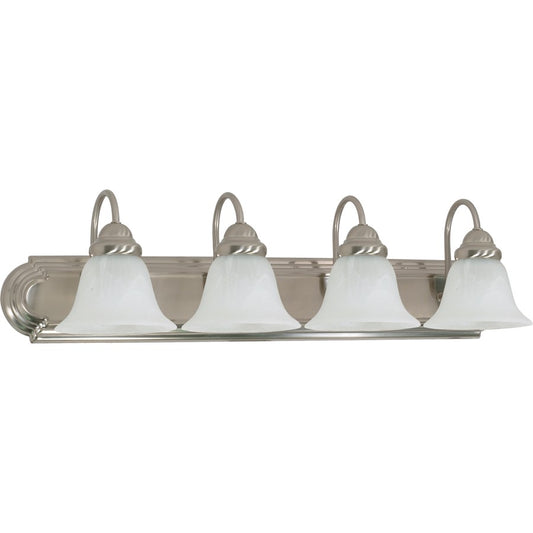 Nuvo Ballerina 30in 4-Light Vanity Light | Brushed Nickel and Alabaster Glass | Bathroom Vanity | 30 x 8.5 x 7.625 in | Model 60-322