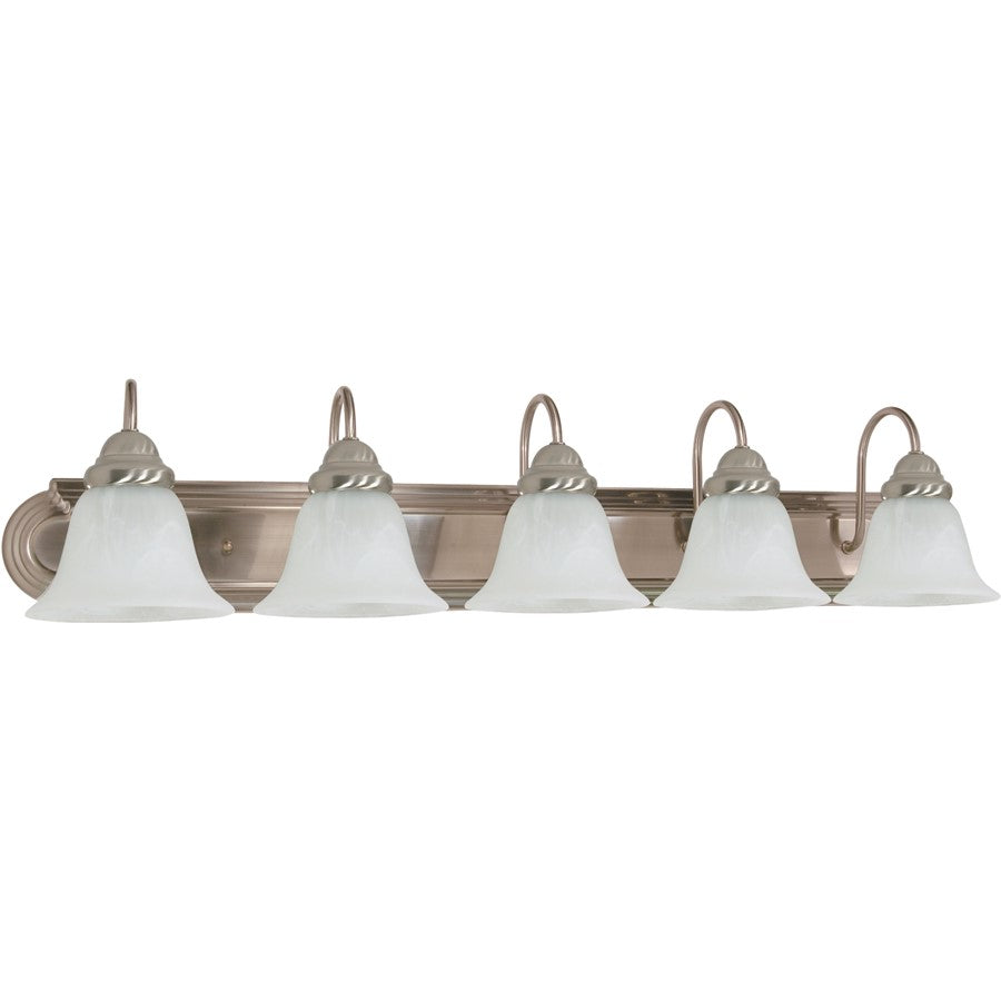 Nuvo Ballerina 36in 5-Light Bathroom Vanity Light | Transitional Brushed Nickel and Alabaster Glass | Bathroom Vanity & Powder Room | 36 x | Model 60-323