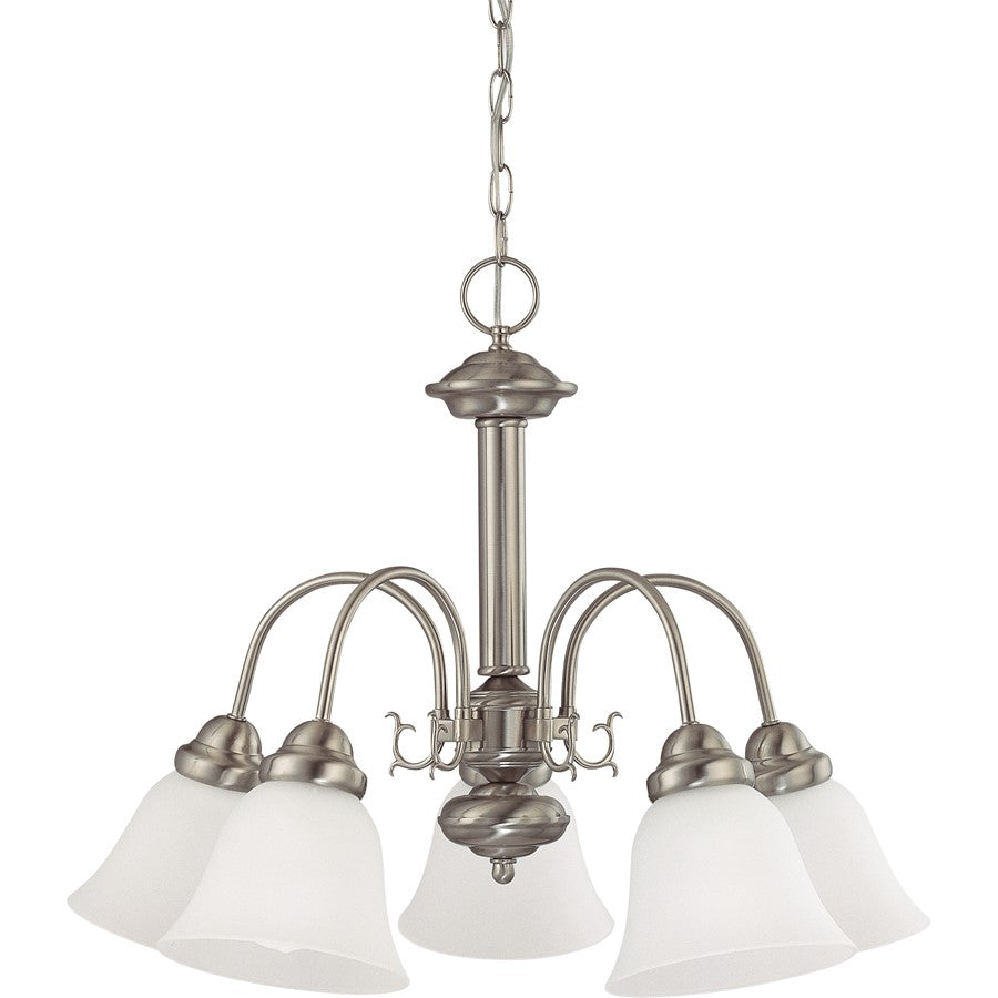 Nuvo Lighting Ballerina 24in 5-Light Chandelier | Brushed Nickel and Frosted White Glass | Dining Room & Living Room | 20 x 8 x 20 in | Model 60-3240