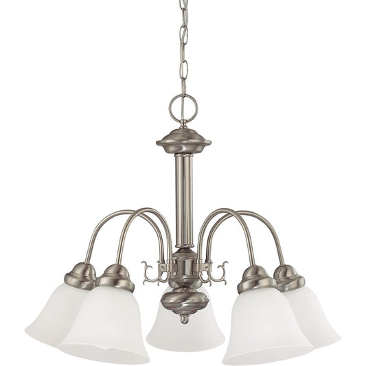 Nuvo Lighting Ballerina 24in 5-Light Chandelier | Brushed Nickel and Frosted White Glass | Dining Room & Living Room | 20 x 8 x 20 in | Model 60-3240