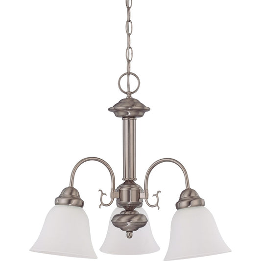 Nuvo Ballerina 20in 3-Light Chandelier | Brushed Nickel and Frosted White Glass | Dining Room & Living Room | 16 x 8 x 17 in | Model 60-3241