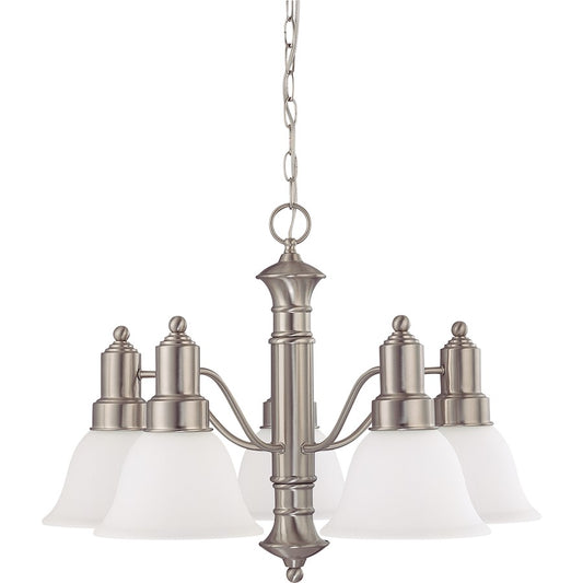 5 Light Chandelier, Frosted White