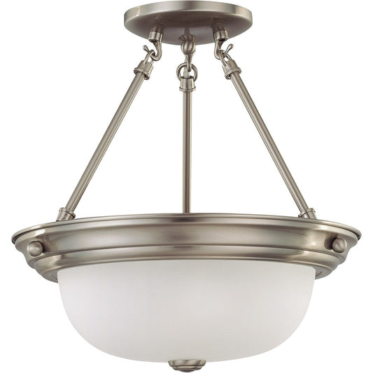 Nuvo Lighting 13in 2-Light Semi-Flush Mount | Brushed Nickel and Frosted White Glass | Hallway & Bedroom Ceiling Light | 13.25 x 13.25 x | Model 60-3245