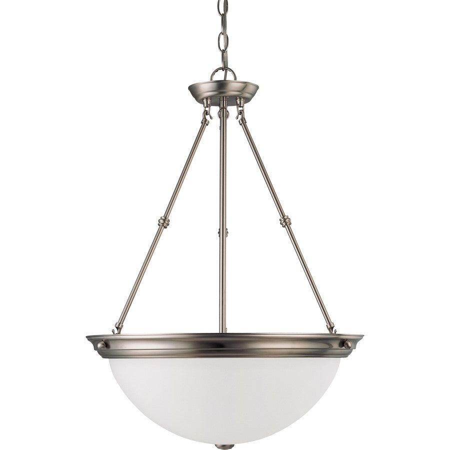 Nuvo Lighting 20in 3-Light Pendant | Brushed Nickel and Frosted White Glass | Kitchen Island & Dining Room | 20 x 20 x 27.75 in | Model 60-3248