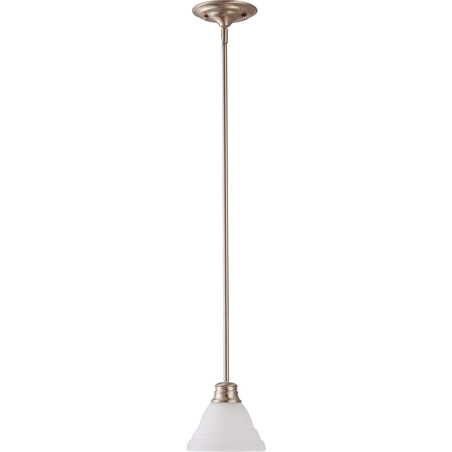 Nuvo Empire 7in 1-Light Mini Pendant | Brushed Nickel and Frosted White Glass | Kitchen Island & Dining Room | 14 x 12 x 28 in | Model 60-3257
